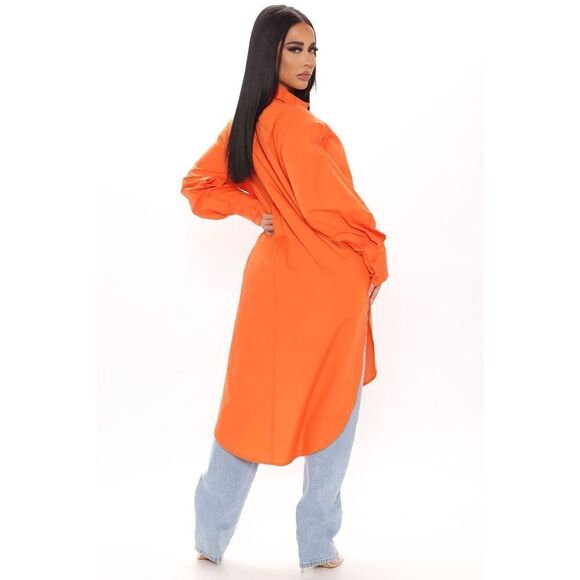 ✨Fashion Nova True Friends Oversized Sz Medium Shirt - Orange✨ - Picture 4 of 11